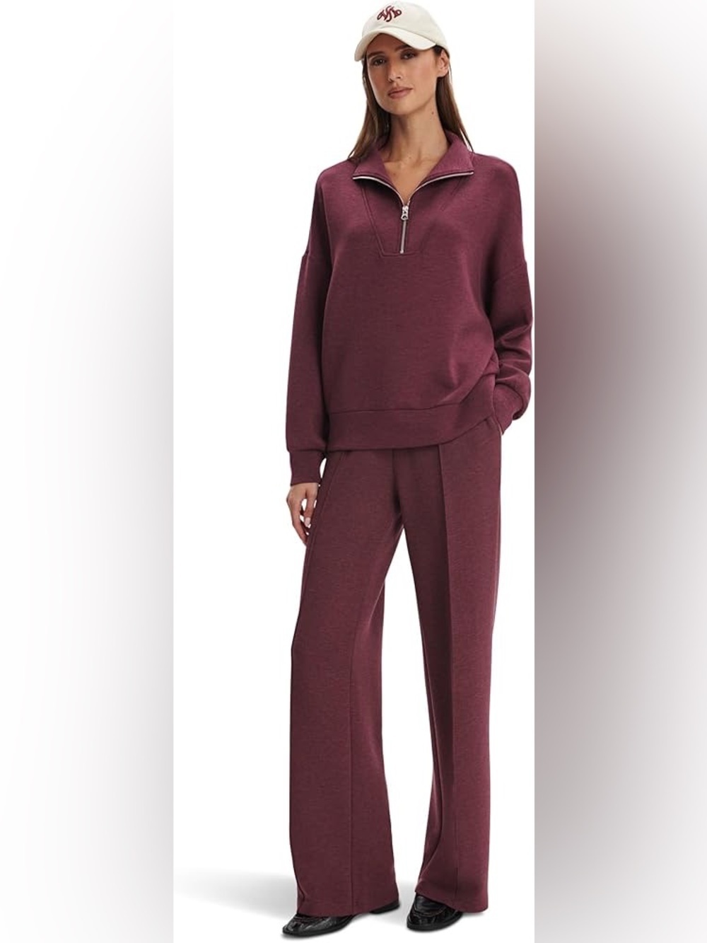 Varley Chocolate Brown Wide-Leg Lounge Pants pullover set doublesoft xs relaxed - Picture 3 of 16